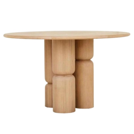 Okrągły stół Pillar z litego dębu - widok ogólny