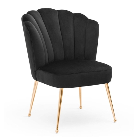 Krzesło BOLONIA LUX czarne – widok z przodu, aksamit BLUVEL i złote nogi | ewoodland.pl