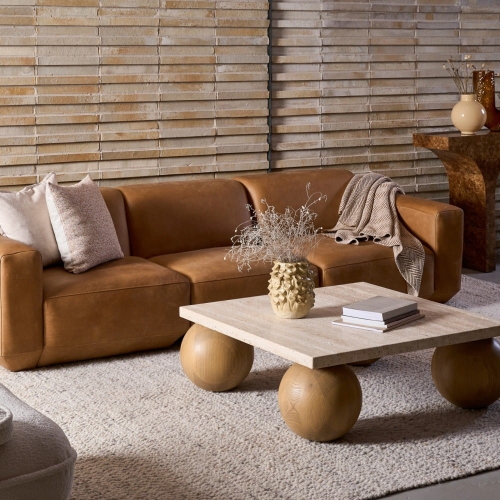 Przejdź do produktu Stolik kawowy dębowo marmurowy FORMA 80x80 cm