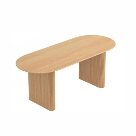 Okrągły stół Duomo z litego dębu, owalny w naturalnym kolorze