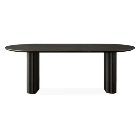 Okrągły stół Duomo z litego dębu, owalny w czarnym kolorze