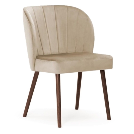 Krzesło tapicerowane SHELLY PLUS BL – widok boczny, nogi orzechowe ewoodland.pl