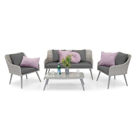 Zestaw mebli ogrodowych MOKKA z technorattanu: sofa, 2 fotele, stolik kawowy