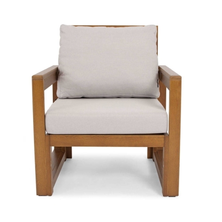 Drewniany fotel do ogrodu MALTA kolor jasny brąz ewoodland.pl