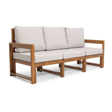 Drewniana sofa do ogrodu 3 osobowa MALTA kolor jasny brąz ewoodland.pl