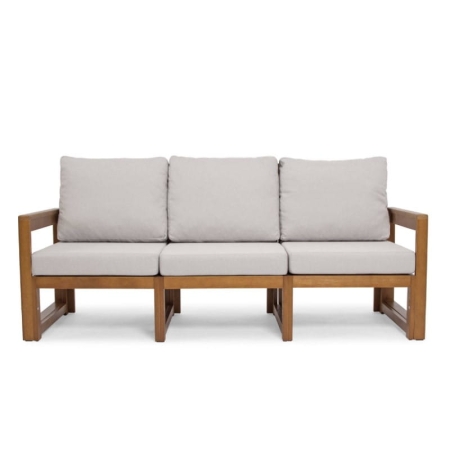 Drewniana sofa do ogrodu 3 osobowa MALTA kolor jasny brąz ewoodland.pl