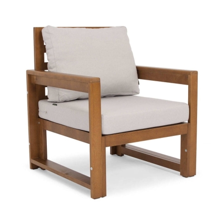 Drewniany fotel do ogrodu MALTA kolor jasny brąz ewoodland.pl