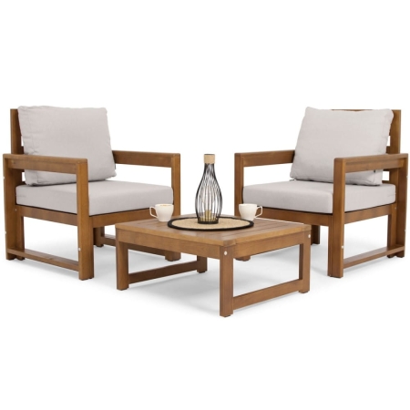 Kawowy zestaw mebli ogrodowych zdrewna sosnowego MALTA CAFFE 2 osobowy ewoodland.pl