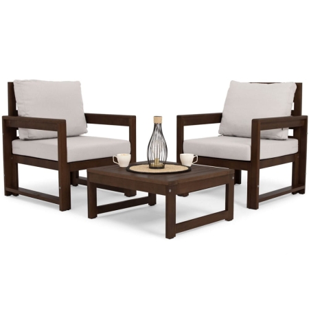 Kawowy zestaw mebli ogrodowych zdrewna sosnowego MALTA CAFFE ewoodland.pl