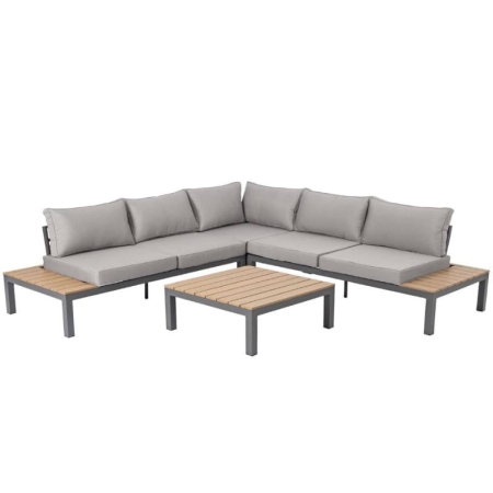 Narożnik ogrodowy aluminiowy ze stolikiem i poduchami BALI ewoodland.pl Gdańsk