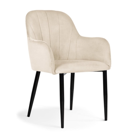 Krzesło TULIP – tkanina Hevre, melanżowa struktura, widok z przodu, beżowe | ewoodland.pl