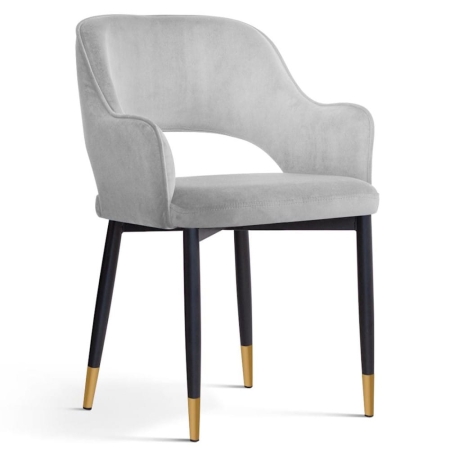 Krzesło MERCY z metalowymi nogami, drewnianym stelażem i designerskim otworem w oparciu, nowoczesny styl i elegancja.