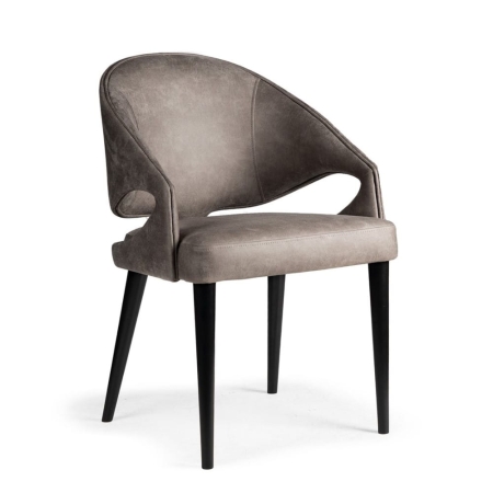 Krzesło tapicerowane Venlo z drewnianymi nogami – widok profilowy, tkanina welurowa ewoodland.pl