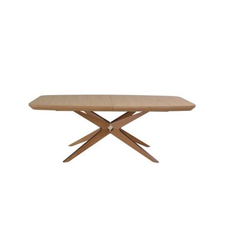 Stół MARTIN OAK 110–260 cm – widok z przodu, owalny blat i podstawa z litego drewna | ewoodland.pl