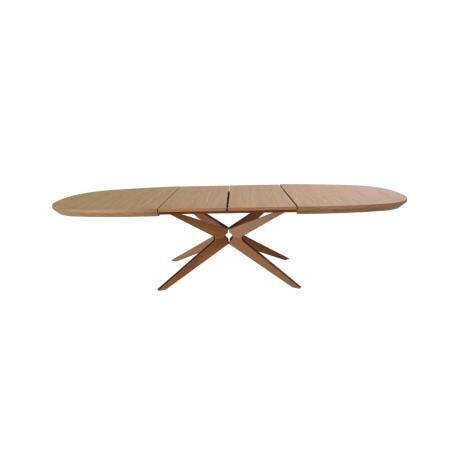 Stół MARTIN OVAL OAK 110–300 cm – widok z przodu, dwie wkładki | ewoodland.pl
