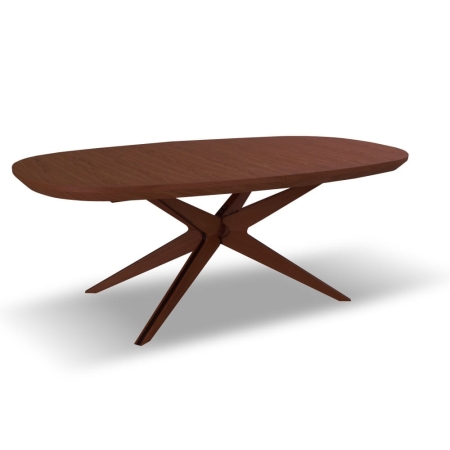 Stół MARTIN OVAL OAK 110–300 cm – widok z przodu, kolor orzech | ewoodland.pl