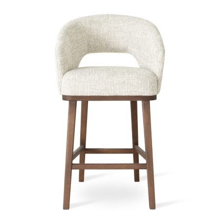 Nowoczesny niski hoker INES WOOD, wygodny, personalizowany, widok z przodu ewoodland.pl