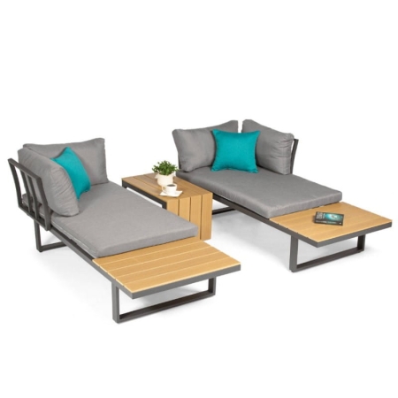 Narożnik ogrodowy KAMELEON, aluminiowa rama, blat polywood, nowoczesne meble ogrodowe