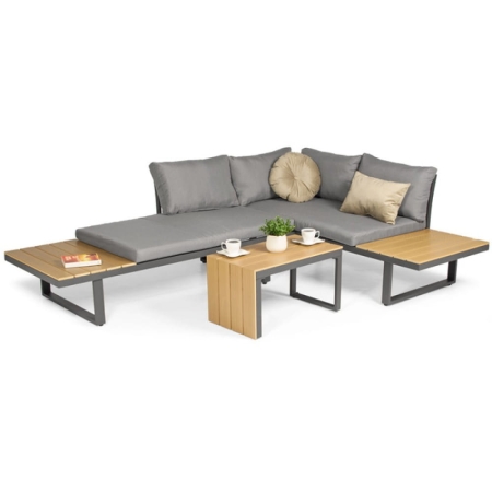 Narożnik ogrodowy KAMELEON, aluminiowa rama, blat polywood, nowoczesne meble ogrodowe