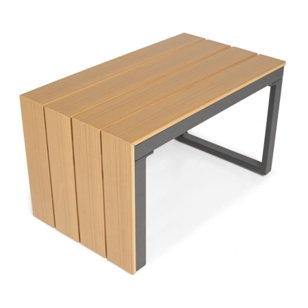 Stolik kawowy KAMELEON, aluminiowa konstrukcja, blat z desek polywood, grafitowy kolor.