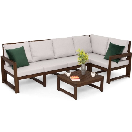 Narożnik ogrodowy MALTA XL drewniany ciemny brąz jasny szary