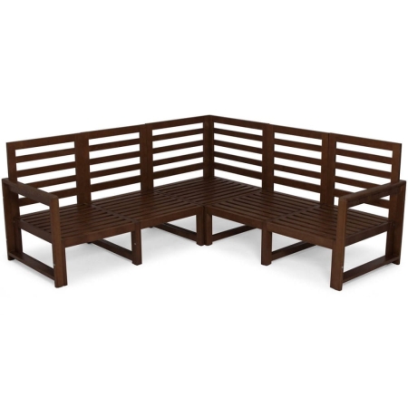 Narożnik ogrodowy MALTA XL drewniany ciemny brąz jasny szary