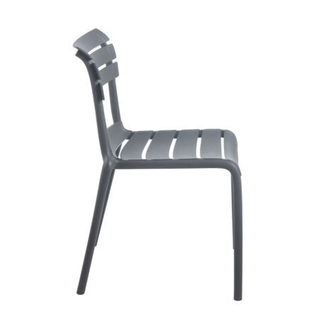Krzesło ogrodowe sztaplowane NEL szare w ewoodland.pl - widok boku.