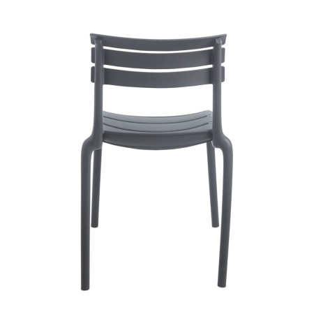 Krzesło ogrodowe sztaplowane NEL szare w ewoodland.pl - widok tyłu.