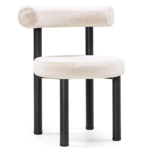Przejdź do produktu Krzesło PEDRO – czarne metalowe, z regulacją wysokości, tapicerowane fluffy beżowe