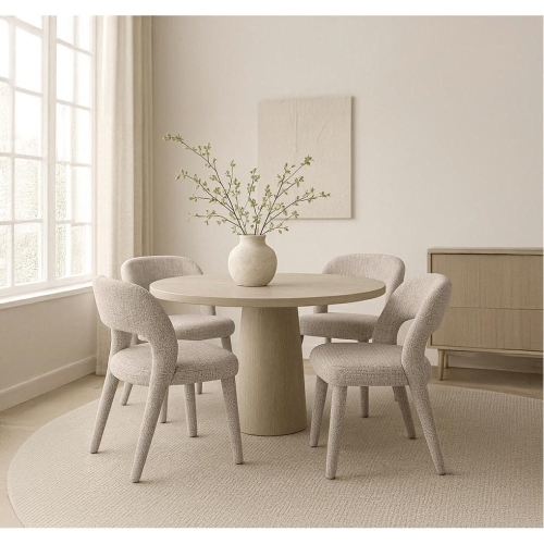 Przejdź do produktu Krzesło tapicerowane KOS – beżowe, tkanina szenilowa Davis Cremona 2, nowoczesna forma