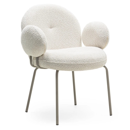 Przejdź do produktu Krzesło tapicerowane FIORI z podłokietnikami – jasnobeżowe, miękkie i stylowe