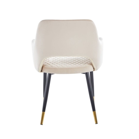 Krzesło INGRID beżowy velvet – tył, czarne nogi ze złotym wykończeniem w ewoodland.pl