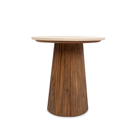 Stolik ARGENTINA – widok frontalny ukazujący marmurowy blat i drewnianą podstawę