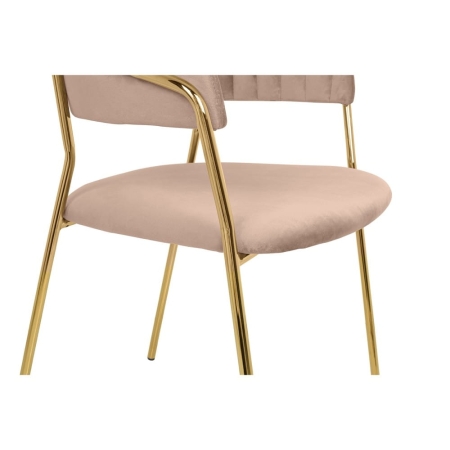 Miękkie beżowe siedzisko krzesła MARGO – welurowe wykończenie