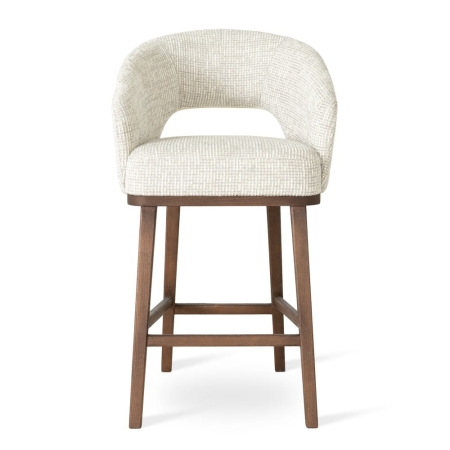 Hoker INES PRO SUPREME – niski, tapicerowany, orzechowe nogi - przód - ewoodland.pl