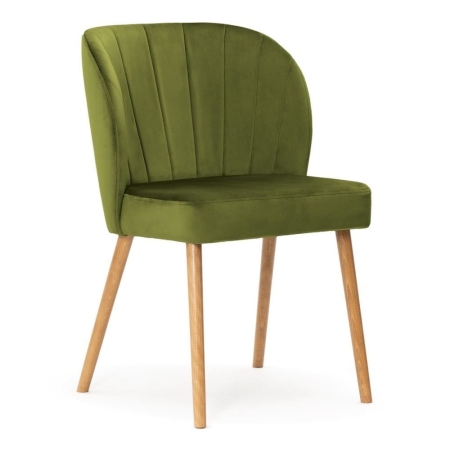 Krzesło tapicerowane SHELLY PLUS BL – widok boczny, zielona tapicerka ewoodland.pl