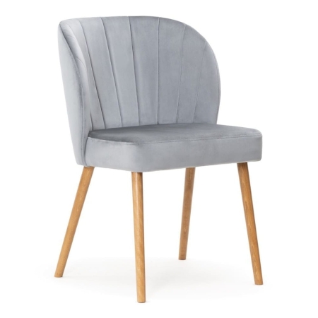 Krzesło tapicerowane SHELLY PLUS BL – widok boczny, nogi dębowe ewoodland.pl