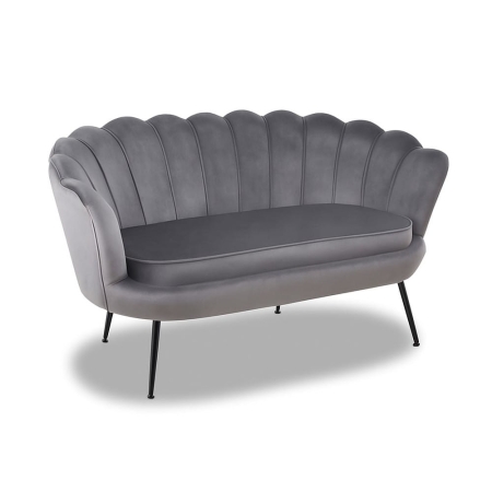 Sofa MUSZELKA - szary welur - czarne nóżki - ewoodland.pl