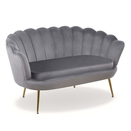 Sofa MUSZELKA - szary welur - złote nóżki - ewoodland.pl
