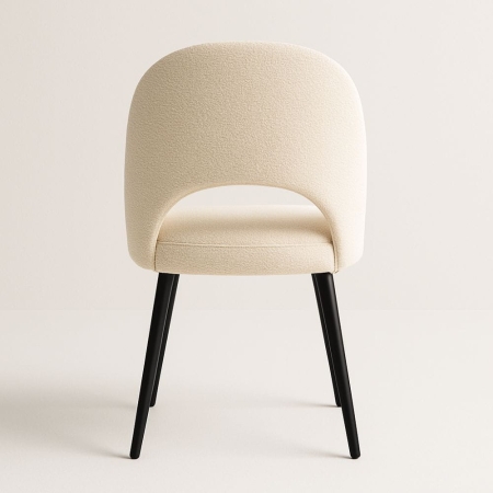 Krzesło POLO w kolorze beżowym z tkaniną Boucle – widok z tyłu ewoodland.pl