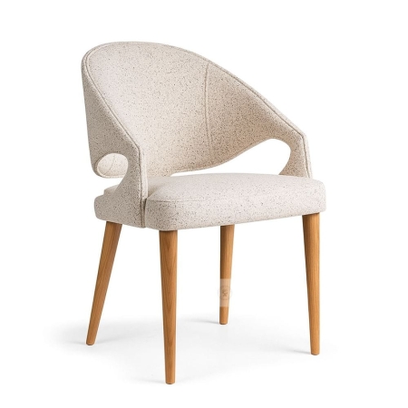 Krzesło tapicerowane Venlo z drewnianymi nogami – widok profilowy ewoodland.pl