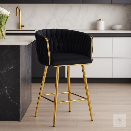 Hoker ROSSE, czarny velvet, złote nogi - aranżacja dla ewoodland.pl