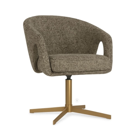 Krzesło obrotowe tapicerowane LARDOS technologia POCKED SPRING - widok profilowy, noga złoto brązowe ewoodland.pl