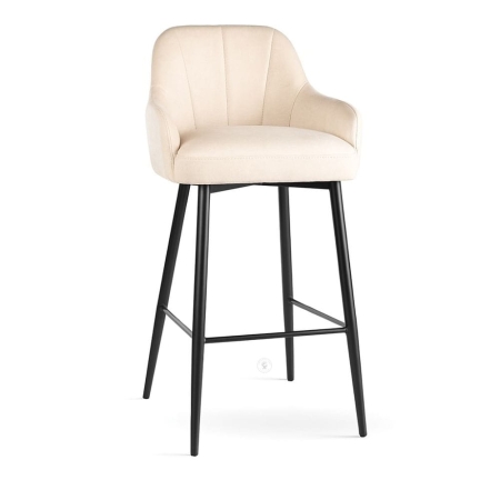 Hoker niski TULIP SUPREME - widok frontalny, tkanina jasny beż ewoodland.pl