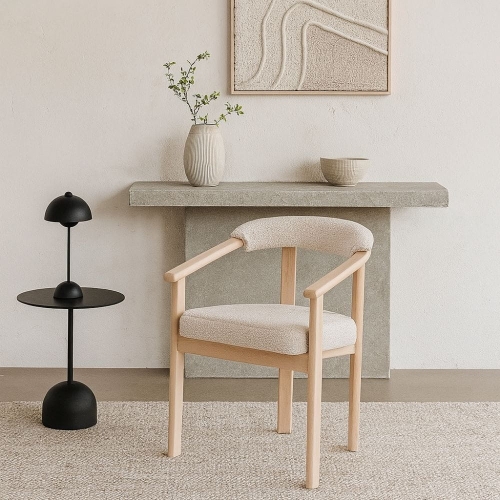 Przejdź do produktu Krzesło drewniane MARIS – naturalny buk i boucle Lambi 5