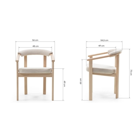 Krzesło MARIS – widok wymiarów – ewoodland.pl