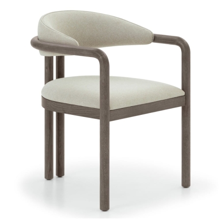 Krzesło PALENA – widok frontowy, dąb espresso i beżowa tkanina – ewoodland.pl