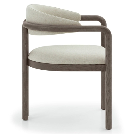 Krzesło PALENA – widok z boku, dąb espresso i beżowa tkanina – ewoodland.pl