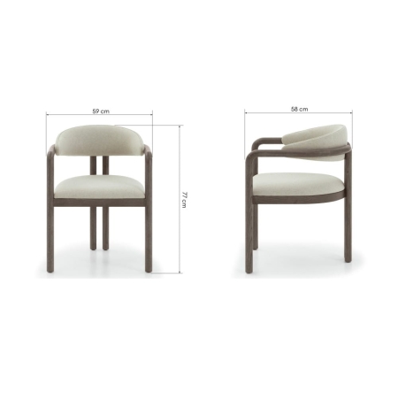 Krzesło PALENA – widok wymiarów: wysokość, szerokość, głębokość – ewoodland.pl