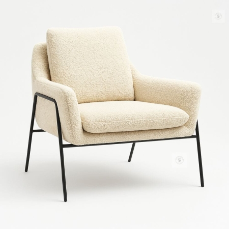 Fotel MALI tapicerowany boucle Now or Never na czarnej metalowej konstrukcji – ewoodland.pl